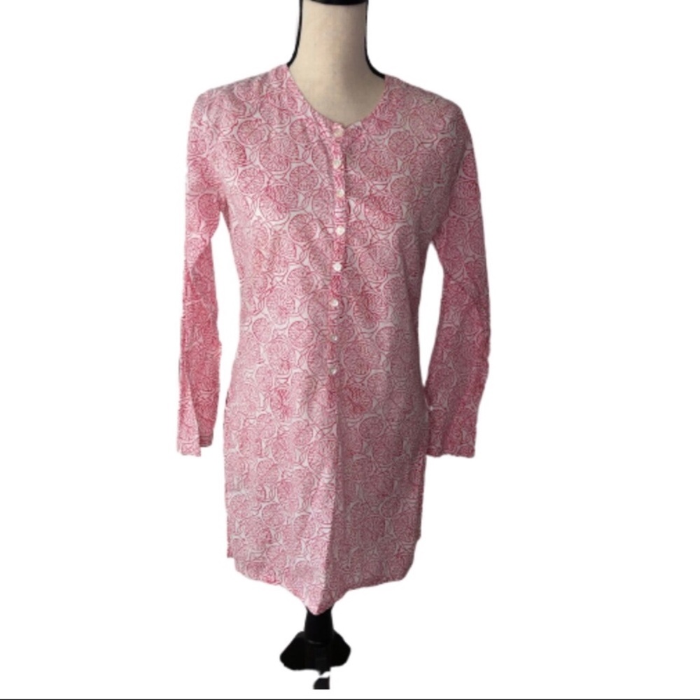 Amaya Leaf Print Tunic Red & White small